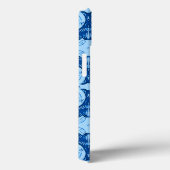 Ceruleanとライトブルーの幾何学的なフラワーパターン Case-Mate iPhoneケース (裏面 / 右)