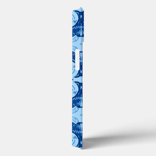 Ceruleanとライトブルーの幾何学的なフラワーパターン Case-Mate iPhoneケース (裏面 / 右)