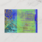 Cerulean Blue、抽象芸術/フェイク金ゴールド·フィリグリーが旋回 名刺 (裏面)