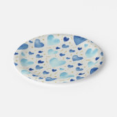 Cerulean Dream Watercolor Hearts Pattern ペーパープレート (アングル)