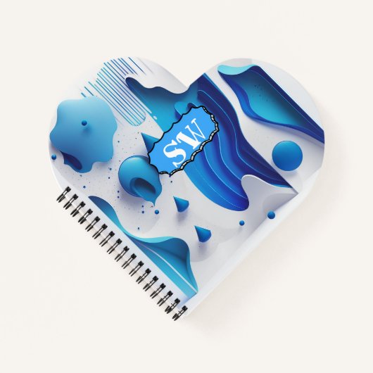 Cerulean Pulse Heart-Bound Personalized Journal ノートブック (正面)
