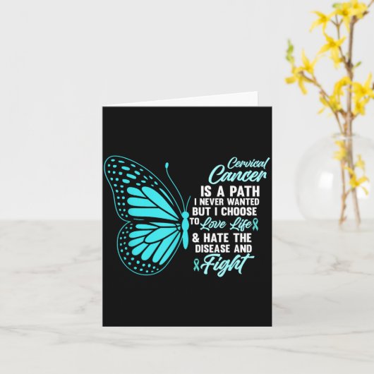 Cervical Cancer Awareness Butterfly Quote Suprt  カード (黄色い花)