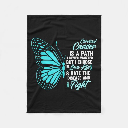 Cervical Cancer Awareness Butterfly Quote Suprt フリースブランケット (正面)