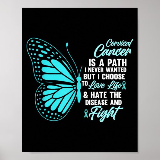 Cervical Cancer Awareness Butterfly Quote Suprt  ポスター (正面)