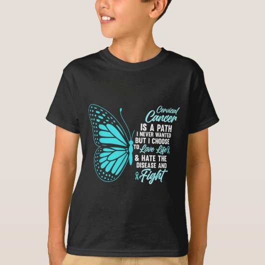 Cervical Cancer Awareness Butterfly Quote Suprt  Tシャツ (正面)