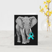 Cervical Cancer Awareness Elephant Ribbon Teal Men カード (黄色い花)