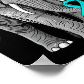 Cervical Cancer Awareness Elephant Ribbon Teal Men ポスター (角)