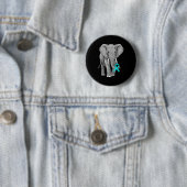 Cervical Cancer Awareness Elephant Ribbon Teal Men 缶バッジ (インサイチュ)