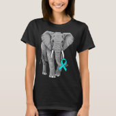 Cervical Cancer Awareness Elephant Ribbon Teal Men Tシャツ (正面)