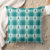 Cervical Cancer Awareness Plaid Teal Ribbon クッション (ブランケット)