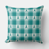 Cervical Cancer Awareness Plaid Teal Ribbon クッション (正面)