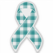 Cervical Cancer Awareness Plaid Teal Ribbon シール (正面)