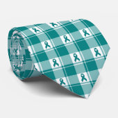 Cervical Cancer Awareness Plaid Teal Ribbon ネクタイ (ロール)
