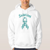 Cervical Cancer Awareness Plaid Teal Survivor パーカ (正面)