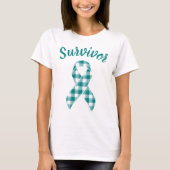 Cervical Cancer Awareness Plaid Teal Survivor Tシャツ (正面)