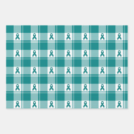 Cervical Cancer Awareness Plaid Wrapping Paper  ラッピングペーパーシート