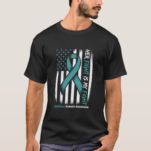 Cervical Cancer Awareness Ribbon, Family Her Fight Tシャツ (正面)