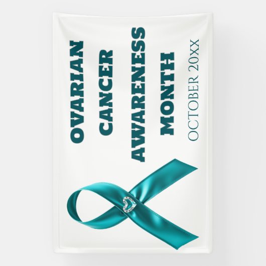 Cervical cancer teal ribbon ovarian awareness 横断幕 (縦)