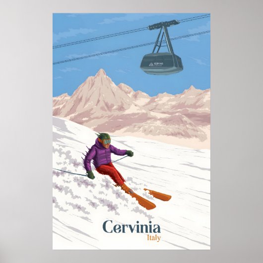 Cervinia Italy Ski Resort Travel Poster ポスター (正面)