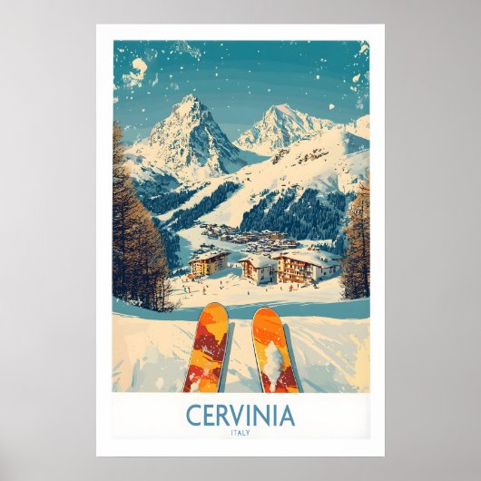 Cervinia Wall Art Ski Poster Italy 1 ポスター (正面)