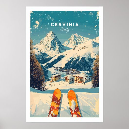 Cervinia Wall Art Ski Print Italy 1 ポスター (正面)