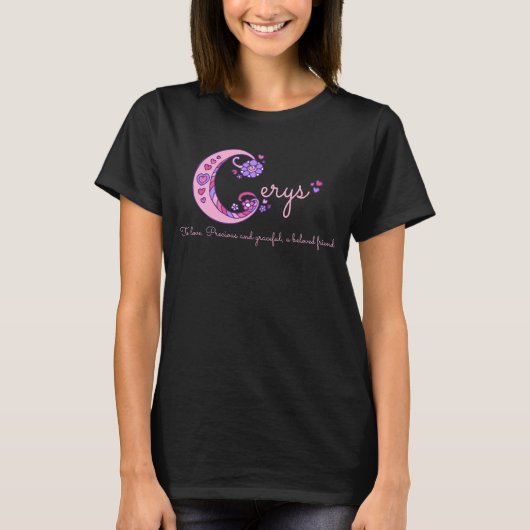 Cerys girls C nameモノグラムシャツを意味する Tシャツ (正面)