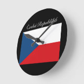 Českáのrepublikaのvlajka ラウンド壁時計 (傾斜)