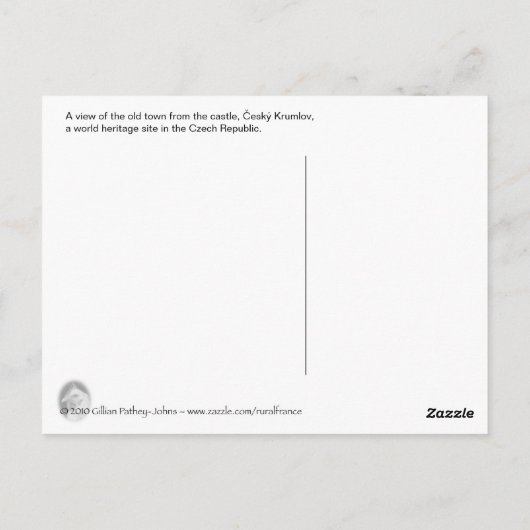 Cesky Krumlov古い町のはがき ポストカード (裏面)