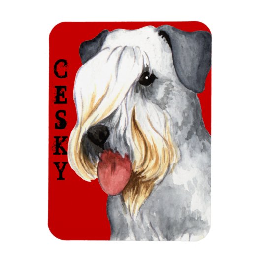 Cesky Terrierカラーブロック マグネット (縦)