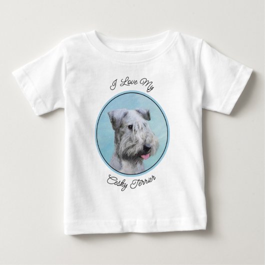 Cesky Terrier 絵画's – かわいいオリジナルドッグアート ベビーTシャツ (正面)