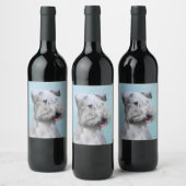 Cesky Terrier 絵画's – かわいいオリジナルドッグアート ワインラベル (ボトル)