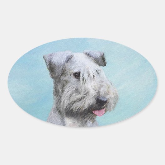 Cesky Terrier 絵画's – かわいいオリジナルドッグアート 楕円形シール (正面)