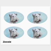 Cesky Terrier 絵画's – かわいいオリジナルドッグアート 楕円形シール (シート)