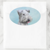 Cesky Terrier 絵画's – かわいいオリジナルドッグアート 楕円形シール (バッグ)