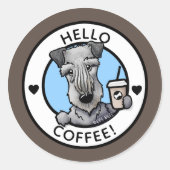 Cesky Terrier Coffee KiniArtスタンプ ラウンドシール (正面)