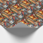 Cesky Terrier Fireplace with Christmas Lights ラッピングペーパー (角)