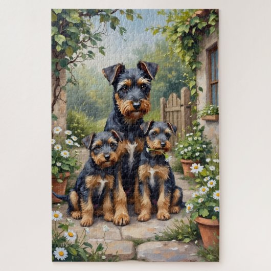 Cesky Terrier Herb Garden Art ジグソーパズル (縦)