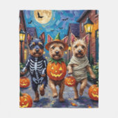 Cesky Terrier Trick-or-Treating Halloween Costume  フリースブランケット (正面)