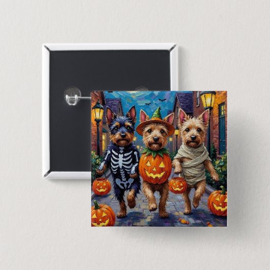 Cesky Terrier Trick-or-Treating Halloween Costume  缶バッジ (正面&裏面)