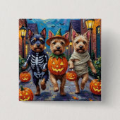 Cesky Terrier Trick-or-Treating Halloween Costume  缶バッジ (正面)