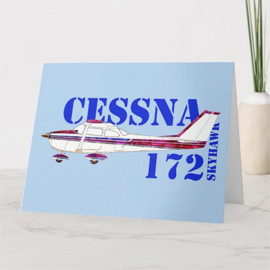Cessna 172 Skyhawk Illustration Bold Text Design サンキューカード (正面)