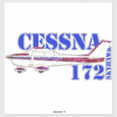 Cessna 172 Skyhawk Illustration Bold Text Design シール (シート)