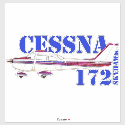 Cessna 172 Skyhawk Illustration Bold Text Design シール (シート)
