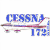 Cessna 172 Skyhawk Illustration Bold Text Design シール (正面)