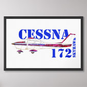 Cessna 172 Skyhawk Illustration Bold Text Design フォトプリント
