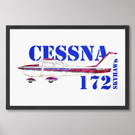 Cessna 172 Skyhawk Illustration Bold Text Design フォトプリント