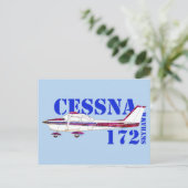 Cessna 172 Skyhawk Illustration Bold Text Design ポストカード (スタンド正面)