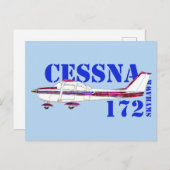 Cessna 172 Skyhawk Illustration Bold Text Design ポストカード (正面/裏面)