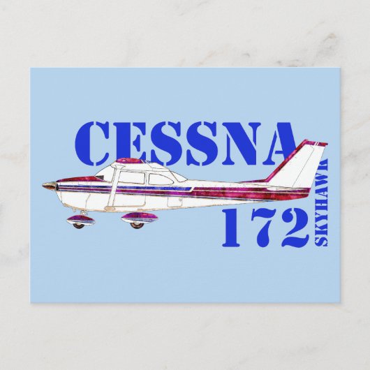 Cessna 172 Skyhawk Illustration Bold Text Design ポストカード (正面)