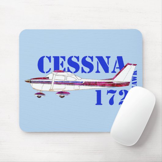 Cessna 172 Skyhawk Illustration Bold Text Design マウスパッド (マウス)